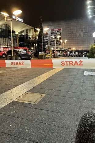 在引发大规模紧急响应后,一名男子从巨大的圣诞树顶上被救出