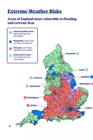 最新报告显示,英国最易受极端天气影响的地区