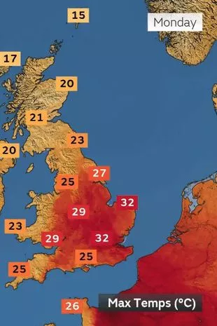 英国天气:英国气温将达到33摄氏度,比撒哈拉沙漠还要热