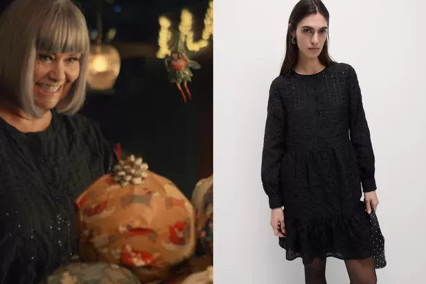 玛莎百货(Marks and Spencer)的顾客可以用40英镑以下的价格模仿道恩·弗兰奇(Dawn French)的节日装扮,买一条亮片裙