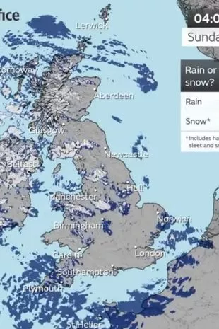 英国气象局发布最新的“白色圣诞节”降雪地图,显示英国哪些地区将被大雪覆盖
